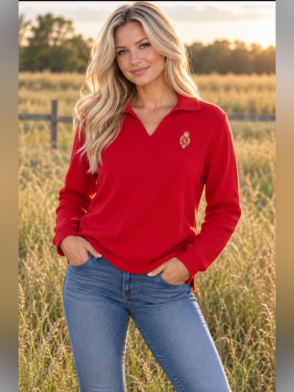 Ralph Lauren Red Knit Pullover Sweater